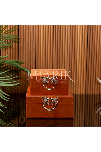 MIARIK DESIGN & DEKORASYON 2 Pieces Leather Box with Velvet Kus Accessories 8...