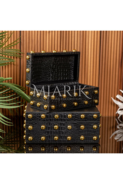 MIARIK DESIGN & DEKORASYON Dekoratif Zımbalı Deri Kutu
