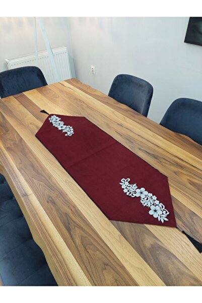 İSSE TEKSTİL مفرش طاولة، عداء، 110x35 قماش مخملي سميك مبطن بتصميم خاص