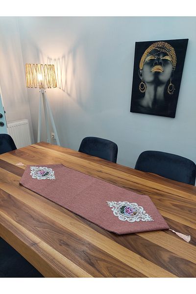 İSSE TEKSTİL Table Cloth, Runner, 110x35 Tight Textured Lined Fabric Special Design