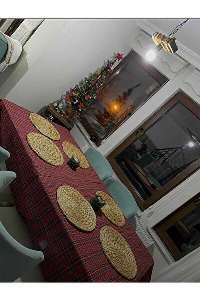 Sofrabezidiyari Piti Kareli Masa Örtüsü, Sofra Bezi, Piknik Örtüsü Yılbaşı Desenli Pamuk