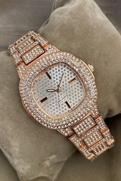 Leerybee Zirkon Taşlı Patek Model Metal Kadın Kol Saati Özel Siyah Markalı Ku...