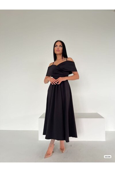 Masspera Βραδινό φόρεμα με λεπτομέρεια μανίκι με λουράκι