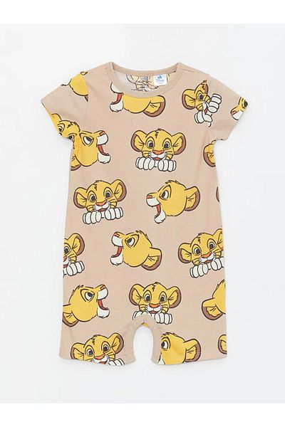 LC Waikiki LCW baby Crew Neck Short Sleeve Lion King Printed Cotton Baby Boy Jumpsuit 2-Piece