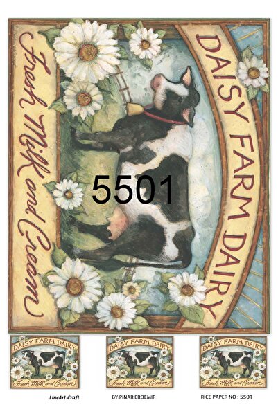 LİNEART 5501 فارم - ديكوباج نحاسي منقوش بالحليب البقري والطازج، 30x42