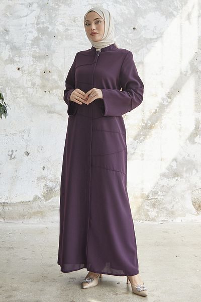 InStyle Ivory Piping Pattern Ferace - Plum