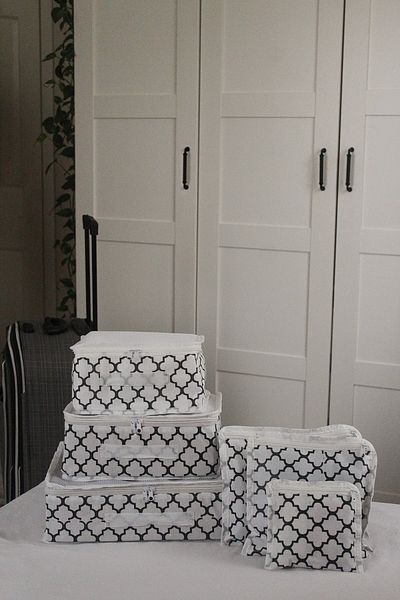 ADARYA HOME Organizer βαλίτσας 6 τεμαχίων Σετ οργάνωσης βαλίτσας - Αποθήκευση ταξιδιού - Μοτίβο λουλουδιών (Λευκό)