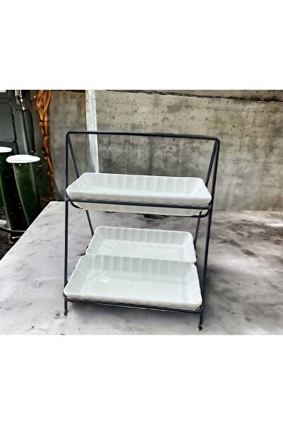 partridge store Ceramic Serving Dispenser with 2 Tiers Stand and 3 Plates