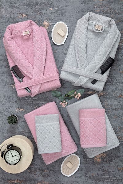 Güvenal Σετ μπουρνούζι Hayal 12 Piece Boxed Jacquard| Μπουρνούζι| Σετ πετσετών και πετσετών| Σετ Προίκα Μπάνιου