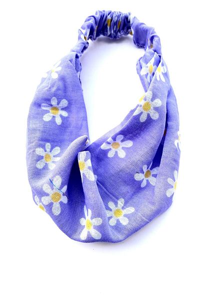 BERG - Bandana de păr cu model de margarete alb violet