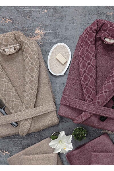 Güvenal Hayal 12 Piece Boxed Jacquard Bathrobe Set| Bathrobe| Towel & Towel Set| Bathroom Dowry Set