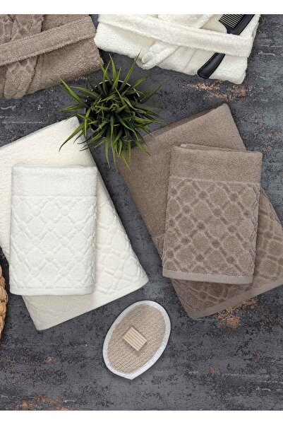 Güvenal Σετ μπουρνούζι Hayal 12 Piece Boxed Jacquard| Μπουρνούζι| Σετ πετσετών και πετσετών| Σετ Προίκα Μπάνιου