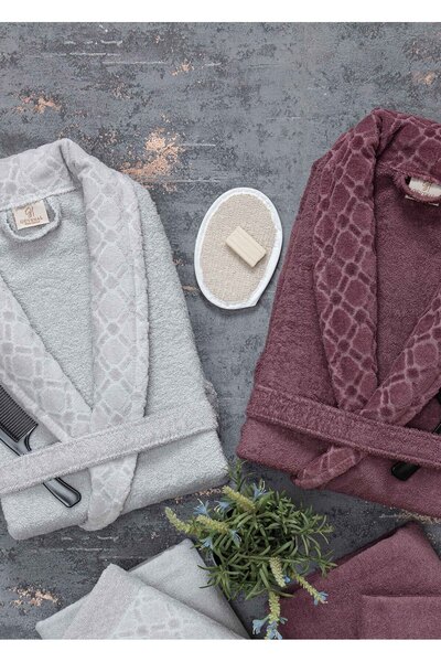 Güvenal Σετ μπουρνούζι Hayal 12 Piece Boxed Jacquard| Μπουρνούζι| Σετ πετσετών και πετσετών| Σετ Προίκα Μπάνιου