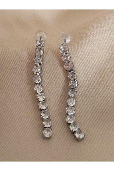 TÜKKAN ACCESSORİES ZIRCON ROUND TIRNAKLI STONE WATER WAY EARRING-STK123