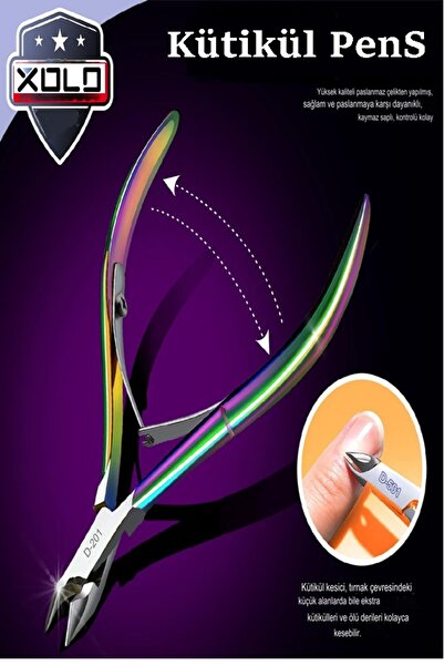 xolo Solgen Manikür Pedikür Seti Kütikül Tırnak Eti itici Set Kesici Set XLP401 Rainbow