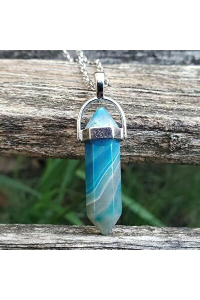 DOĞAL TAŞ CENNETİ موديل قلادة من حجر العقيق الأزرق الطبيعي