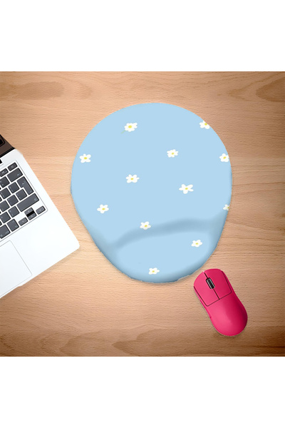 UcuruStore Pad pentru mouse Blue Little Daisies cu suport pentru încheietura ...