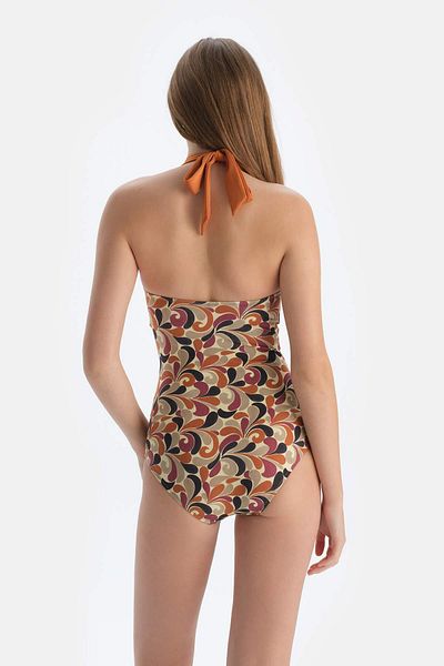 Dagi Brauner trägerloser Bikini-Badeanzug mit Überzug