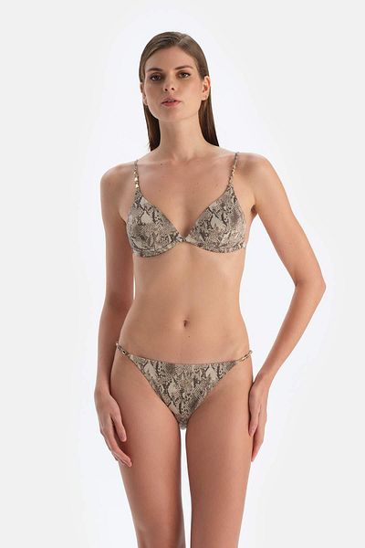Dagi Braunes Bikinioberteil mit Dreiecksbesatz