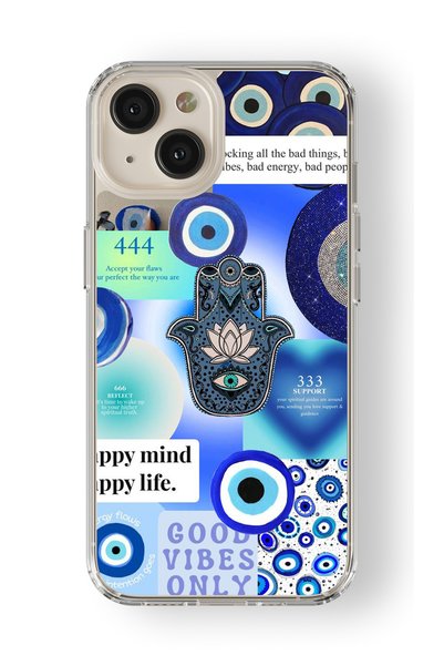 Multitronic Happy Mind Design Printed Transparent Case Compatible with iPhone 15