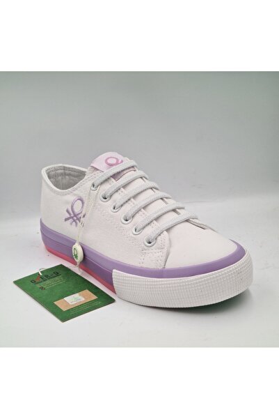 United Colors of Benetton Benetton 10041 Beyaz Lila Kız Çocuk Slip-On Bağcıkl...