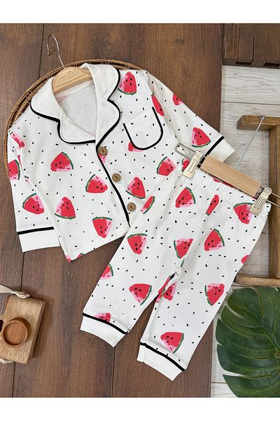 Bolly Baby 100% Cotton Double Breasted Collar Buttoned Front 0versize Comfortable Fit Unisex Seasonal Baby Pajamas Set