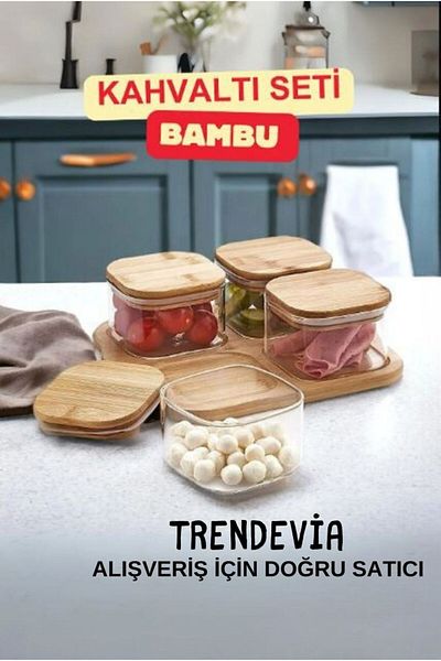 MİEN Bamboo Lid Breakfast Set Snack Bowl Set Real Bamboo Picture Belongs to Us