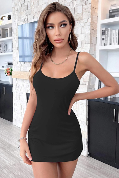 Imoda Kadın Siyah Sırt Kısmı Komple Dantelli Mini Gecelik