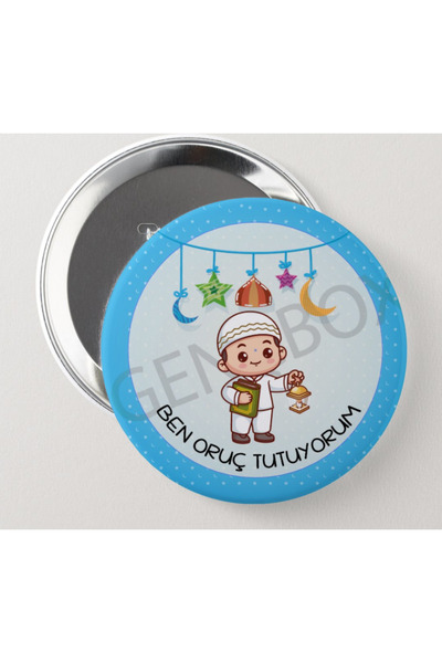 Genç Box Ben Oruç Tutuyorum Erkek Rozet Pembe (10 ADET)