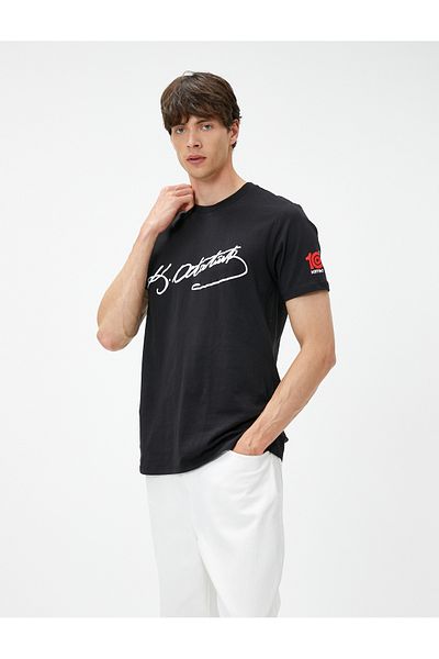Koton Tricou cu imprimeu Ataturk, cu decolteu rotund, din bumbac slim fit