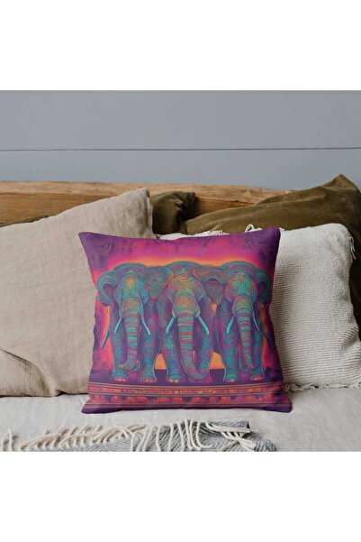 DNR Husă de pernă decorativă cu model elefant pentru casă 43 X 43