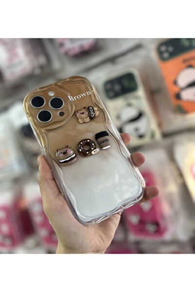 FİŞNEİLETİŞİM حافظة آيفون 15 بروماكس متوافقة مع ثلاثية الأبعاد باللون البني