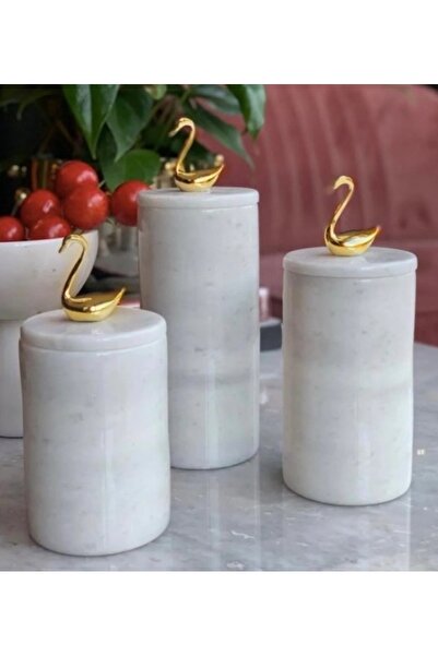 MIARIK DESIGN & DEKORASYON Dekoratif Beyaz Mermer Gold Renk Midye Aksesuarli ...