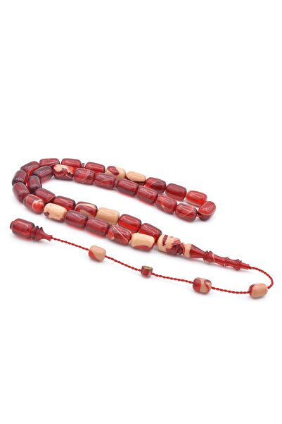 Murty99 Молитвени мъниста от червено и бяло с капсулно рязане, подписани от Б...