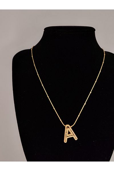 Romea Dorica Chain Balloon Letter A Anti-Tarnish Steel Necklace Gold Color