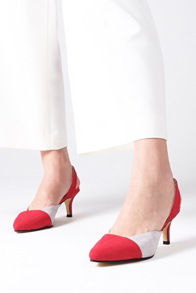 Mio Gusto Rubinvörös és kő színű velúr női alacsony sarkú cipő