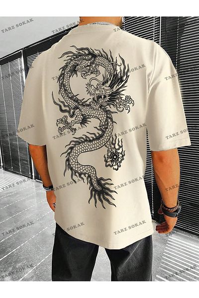 Korefanzin CODE Trend EMRG Men's Dragon Print Short Sleeve T-Shirt