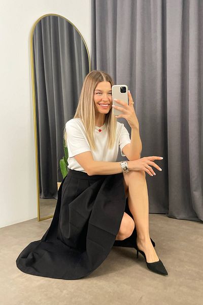 Sue Store Fustă Balon Model Bell Plisata neagră
