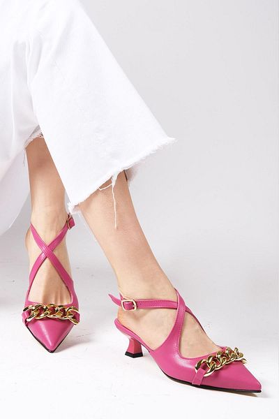 Mio Gusto Jenifer Fuchsia Color Short Heeled Women's Shoes