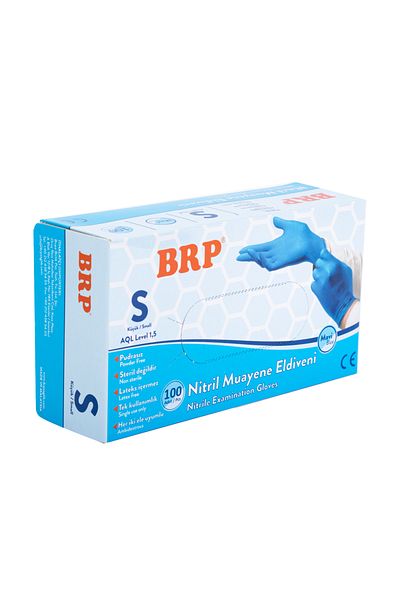 BRP Blue Nitrile Exam Gloves Powder Free 100 Pieces Small Size