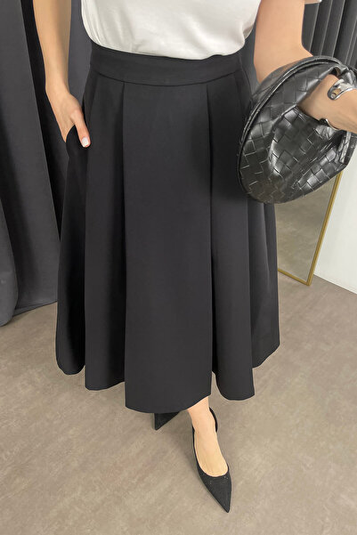 Sue Store Fustă Balon Model Bell Plisata neagră