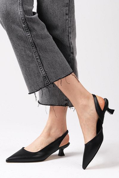 Mio Gusto Dámské boty na krátkém podpatku Mitzie Black Color s otevřenými zády
