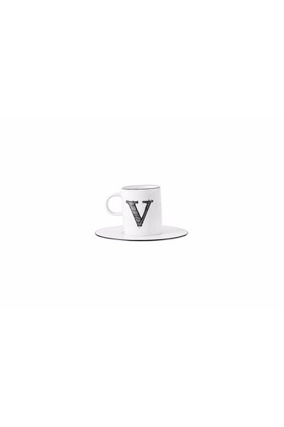 Porland Letter (V) Coffee Cup with Plate 85 Cc 04a P021914