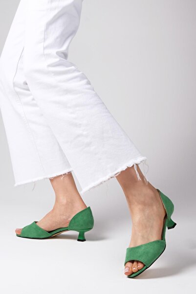 Mio Gusto Adrian Green Color Suede Women's Low Heeled Shoes