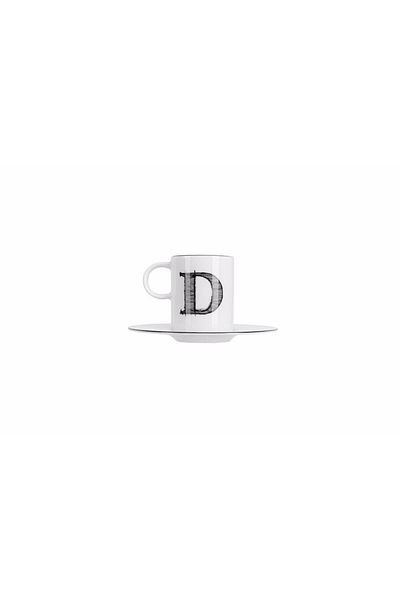Porland Letter (D) Coffee Cup with Plate 85 Cc 04a P021893