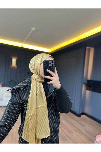 VALORSCARF Şal jacquard mătăsos cu model Qoza auriu
