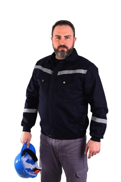 ESER İŞ GÜVENLİĞİ 7-7 Gabardin Astarsız İnce Mont Reflektörlü - Lacivert
