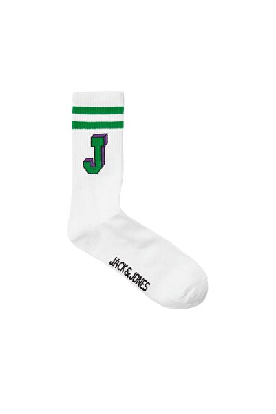 Jack & Jones 12250749 Jacsingle J Tennis Sock Sn White-Green