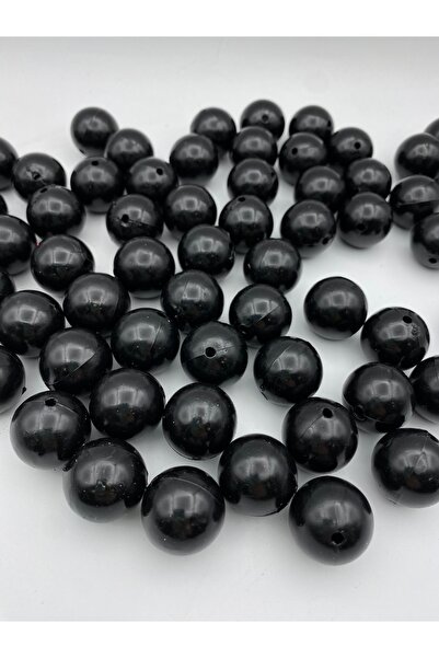 Hedef Bijuteri خرز لؤلؤ بلاستيكي أسود اللون مقاس 24 مم، وحقيبة وحقيبة صنع الم...