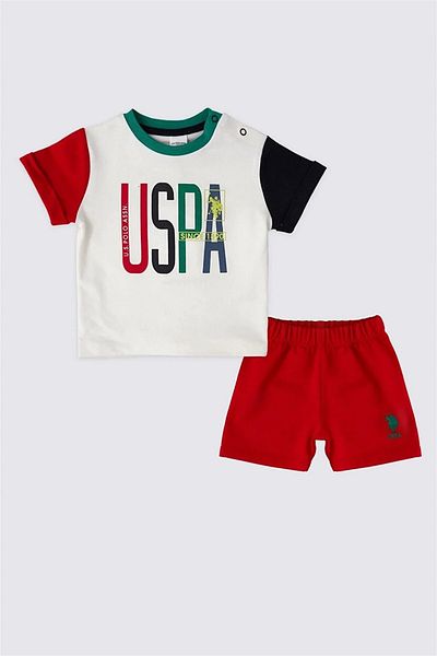 U.S. Polo Assn. طقم شورت تي شيرت علوي سفلي للأطفال الرضع